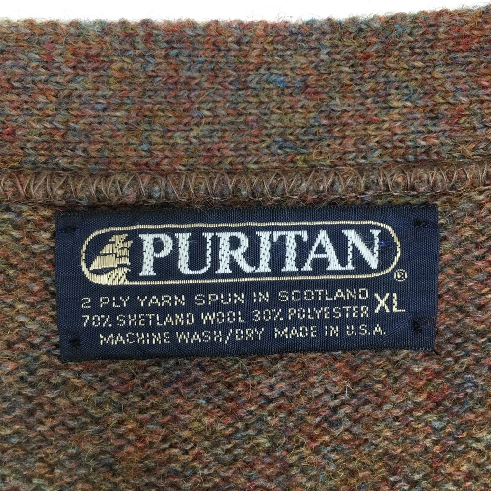 Vintage Puritan Brown Cardigan Sweater Wool Blend Grandpa core Academia Men’s XL